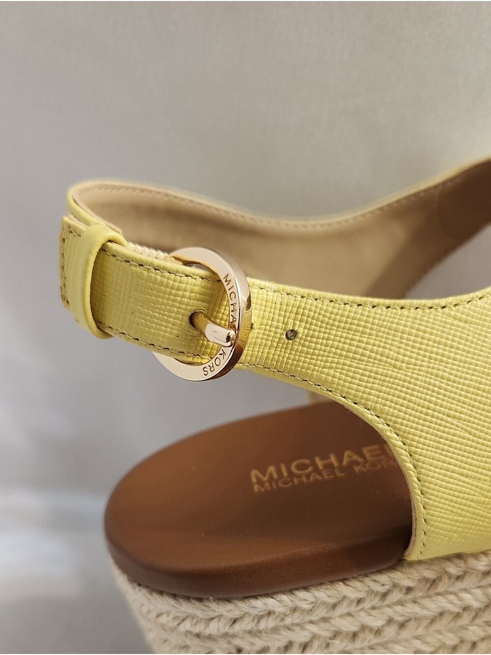 Michael Kors Laney Yellow Leather Espadrille Wedge Thong Sandals (Size 7) - Picture 5 of 12